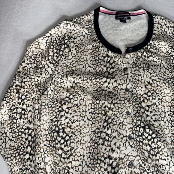 Lands’ End Women’s Supima Cotton Leopard Print Cardigan Sweater 2X 20W-22W - Picture 3 of 13